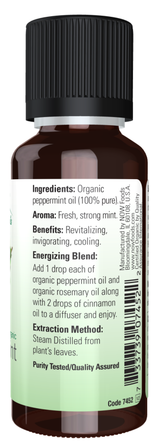 Peppermint Oil, Organic  1 oz - aceite esencial Now foods